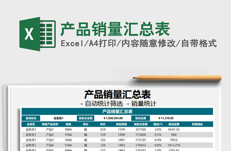 2021年產品銷量匯總表