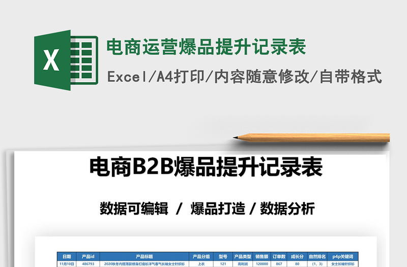 2021年電商運(yùn)營爆品提升記錄表