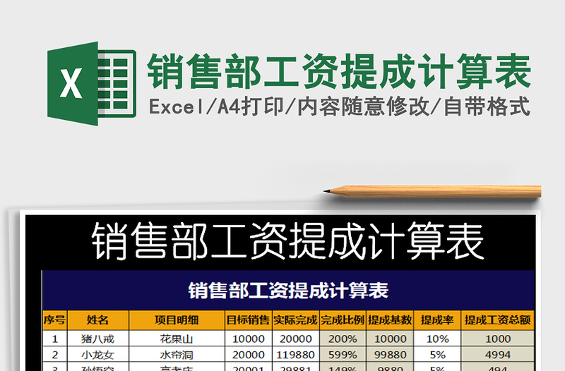 2022年銷售部工資提成計(jì)算表