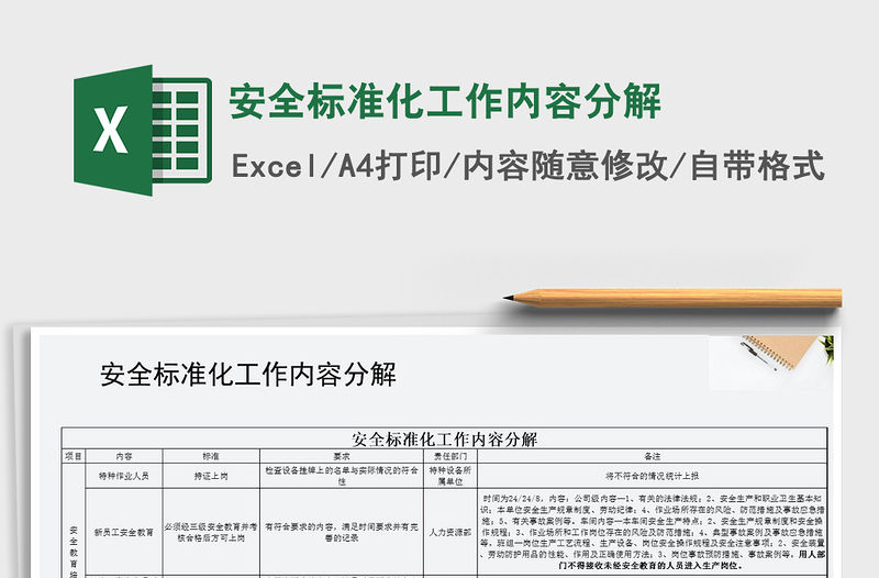 2021年安全標準化工作內(nèi)容分解