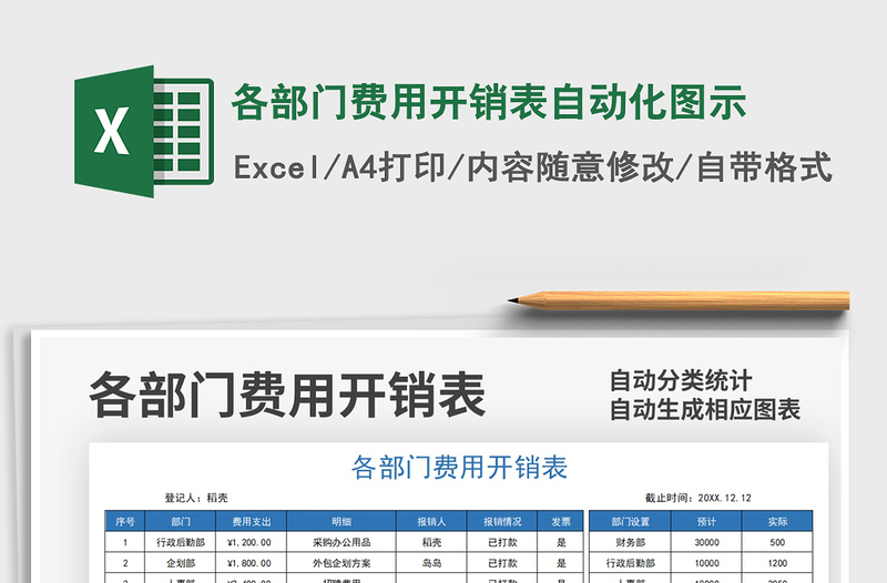 2021各部門費(fèi)用開銷表自動(dòng)化圖示免費(fèi)下載