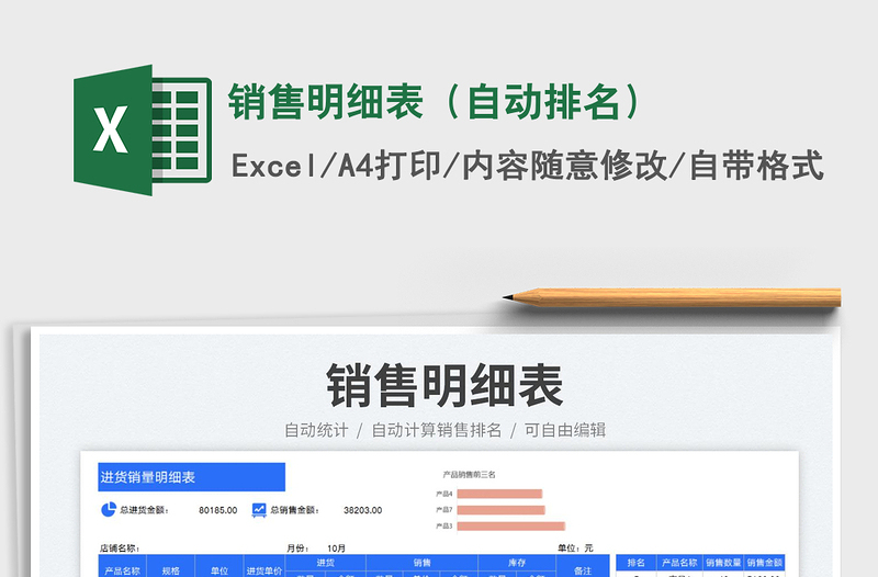銷售明細(xì)表(自動(dòng)排名)