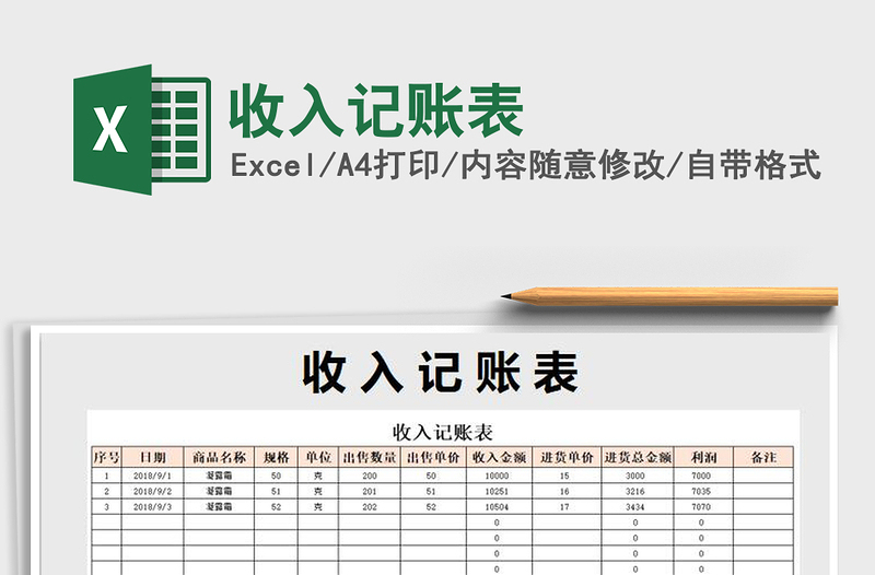 2021年收入記賬表免費下載