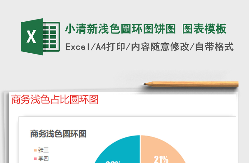 2022年小清新淺色圓環(huán)圖餅圖 圖表模板免費下載