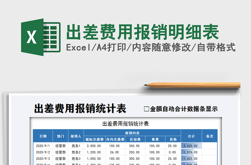 2021年出差費用報銷明細(xì)表