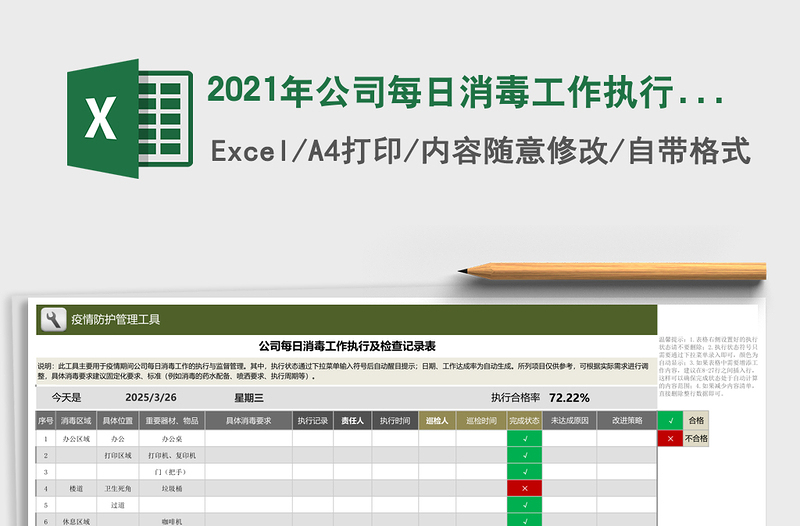 2021年公司每日消毒工作執(zhí)行及檢查記錄