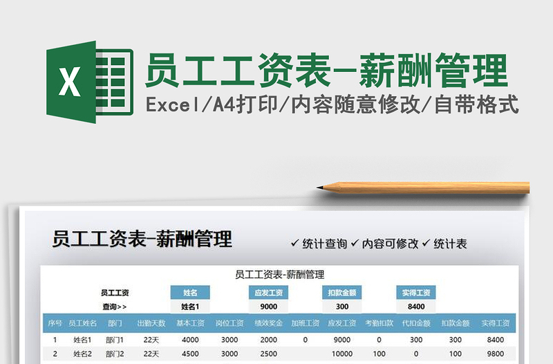 2022员工工资表-薪酬管理免费下载