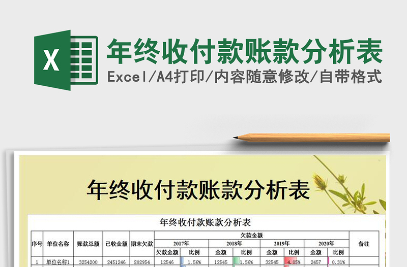 2021年年終收付款賬款分析表