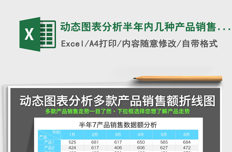 2021年动态图表分析半年内几种产品销售额走势