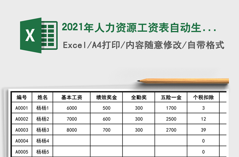 2021年人力資源工資表自動(dòng)生成工資條