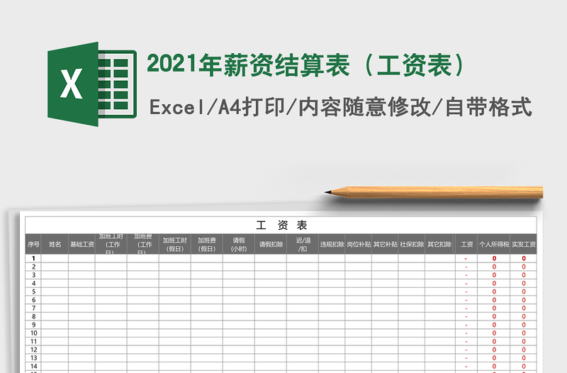 2021年薪資結(jié)算表(工資表)