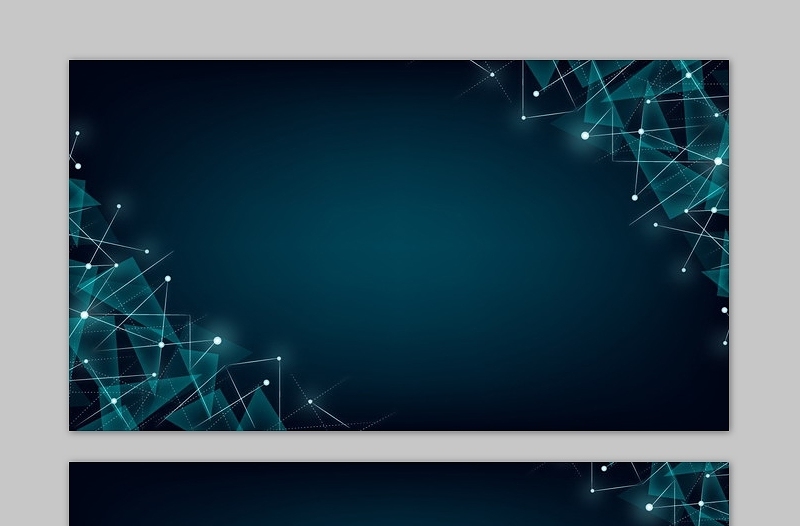 蓝色半透明多边形与连接线科技PPT背景图片