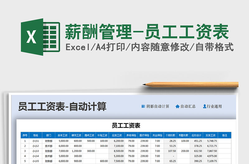 2021年薪酬管理-員工工資表