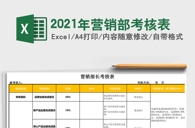 2021年?duì)I銷(xiāo)部考核表