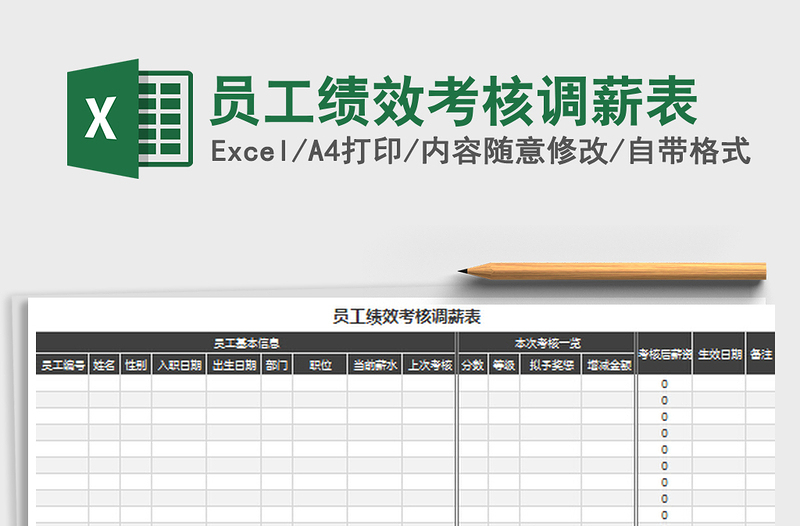2022員工績效考核調(diào)薪表免費下載
