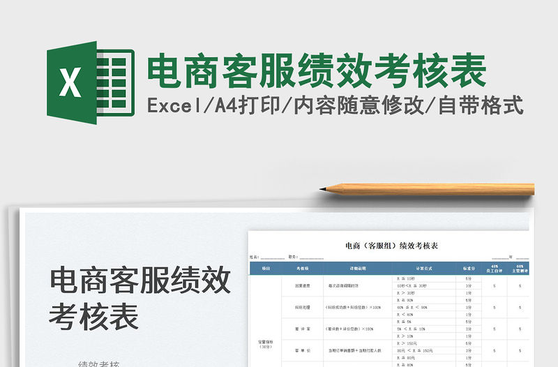 2022電商客服績(jī)效考核表免費(fèi)下載