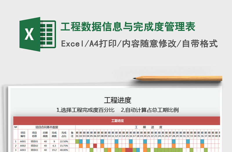 2021年工程数据信息与完成度管理表