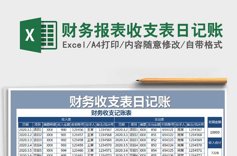 2021年财务报表收支表日记账免费下载