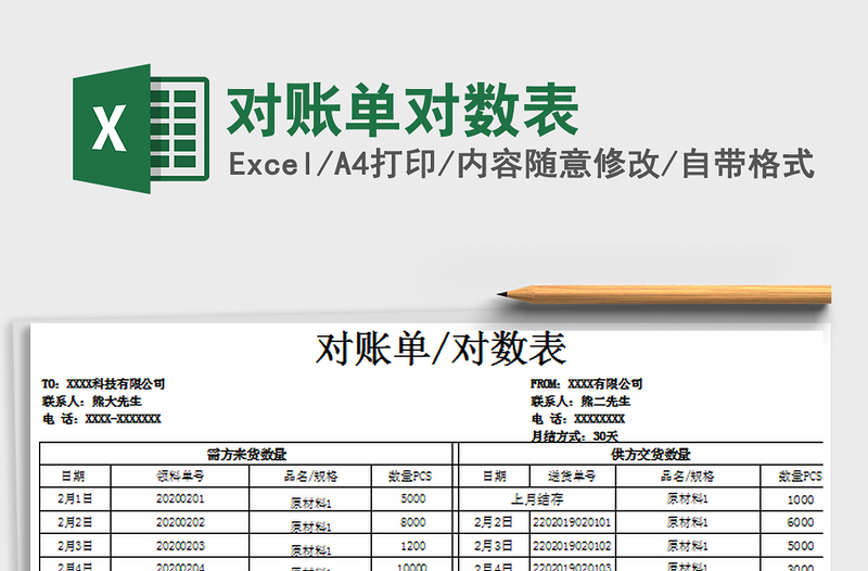 2021年对账单对数表