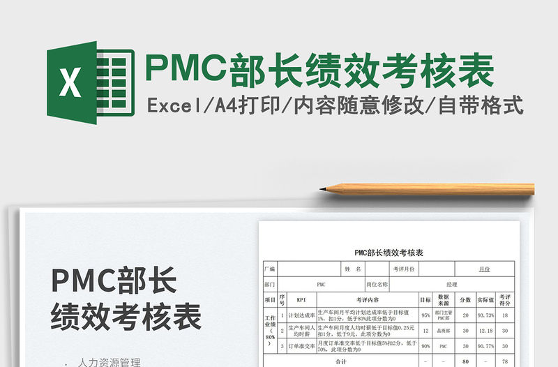 PMC部長績效考核表