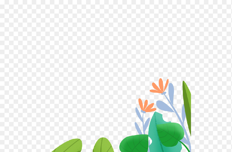 底部边框边角小草堆花朵装饰植物绿植免抠元素素材
