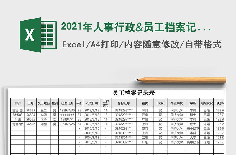 2021年人事行政&員工檔案記錄表（員工狀態查）