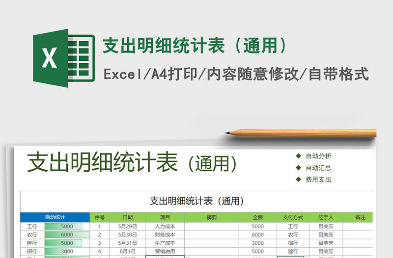 2021年支出明細(xì)統(tǒng)計表（通用）