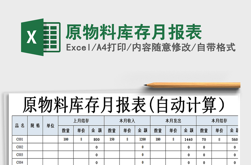 2021年原物料库存月报表