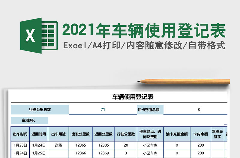 2021年車輛使用登記表