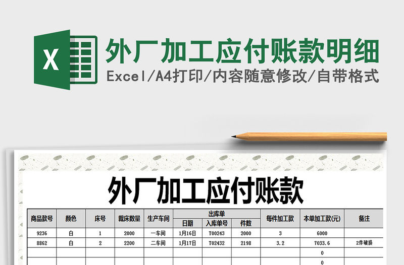 2021年外廠加工應(yīng)付賬款明細(xì)