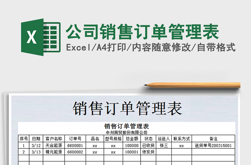 2021年公司销售订单管理表