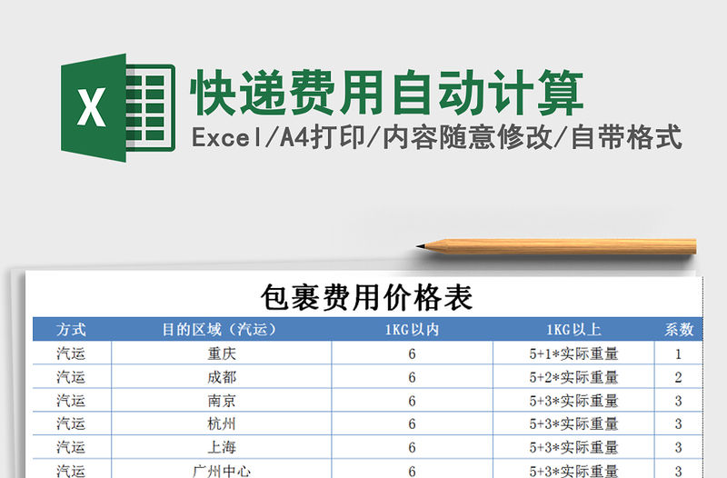 2021年快遞費用自動計算