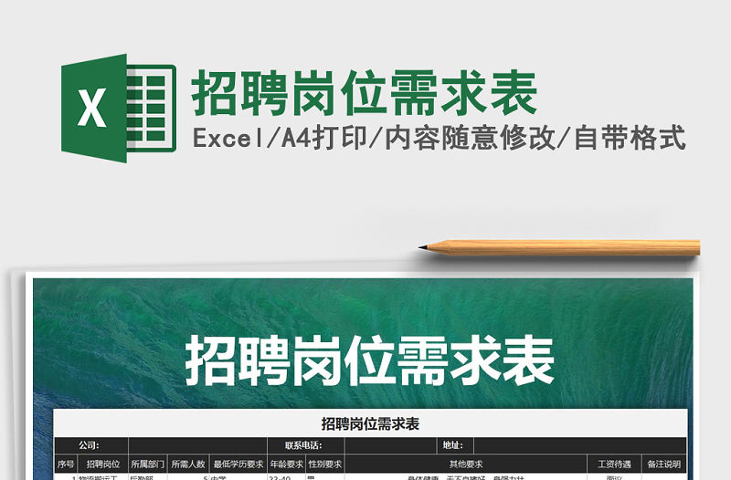 2022年招聘崗位需求表免費下載