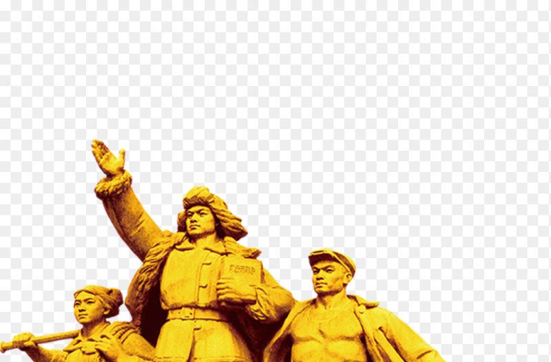 工农兵雕塑金色质感党建雕塑浮雕免抠素材