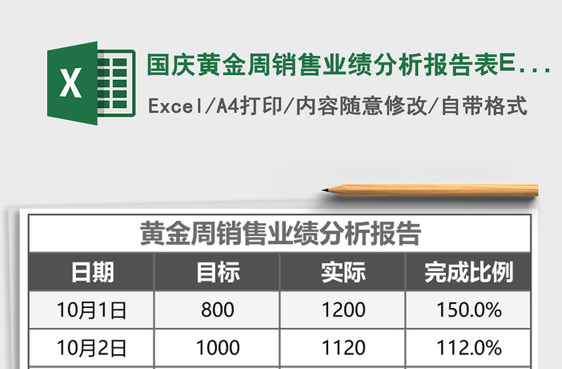 國慶黃金周銷售業績分析報告表Excel模板