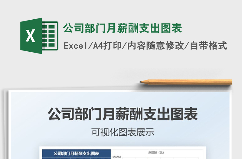 公司部門月薪酬支出圖表免費下載