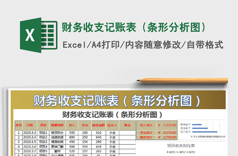 2021年財務收支記賬表（條形分析圖）