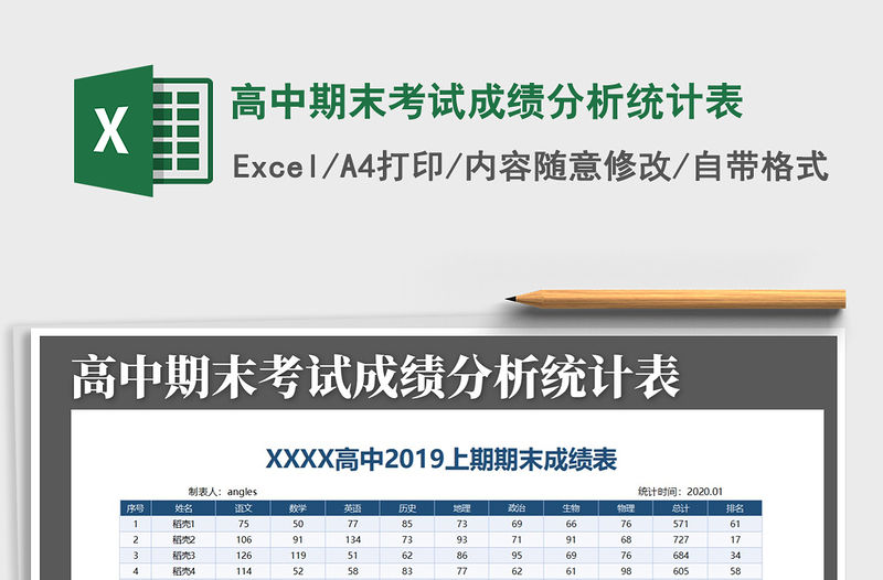 2021年高中期末考試成績分析統(tǒng)計表