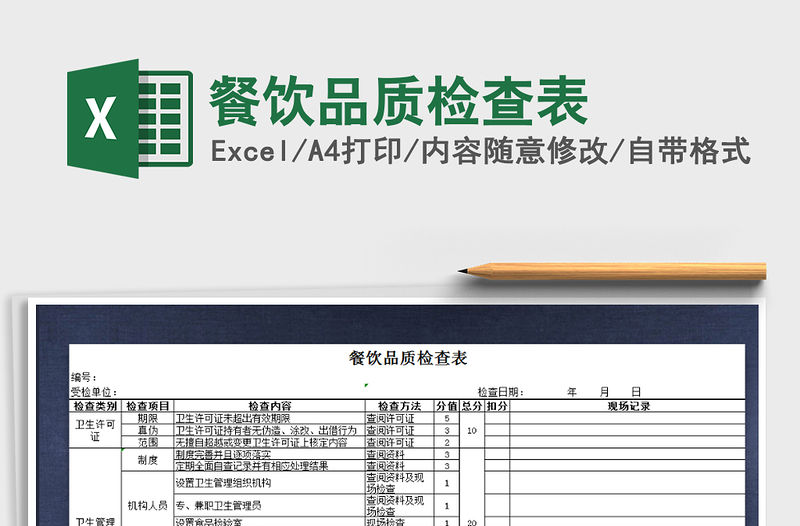 2021年餐飲品質(zhì)檢查表