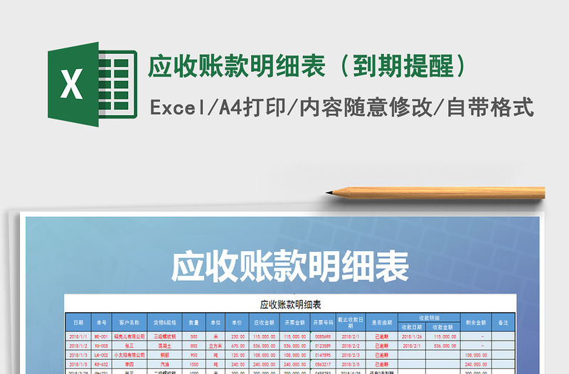 2021年應收賬款明細表（到期提醒）