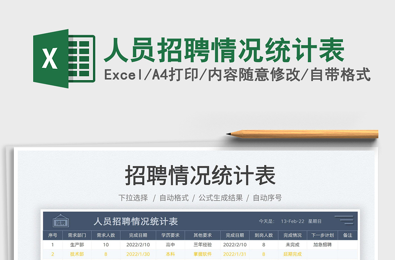 2022人員招聘情況統(tǒng)計表免費下載
