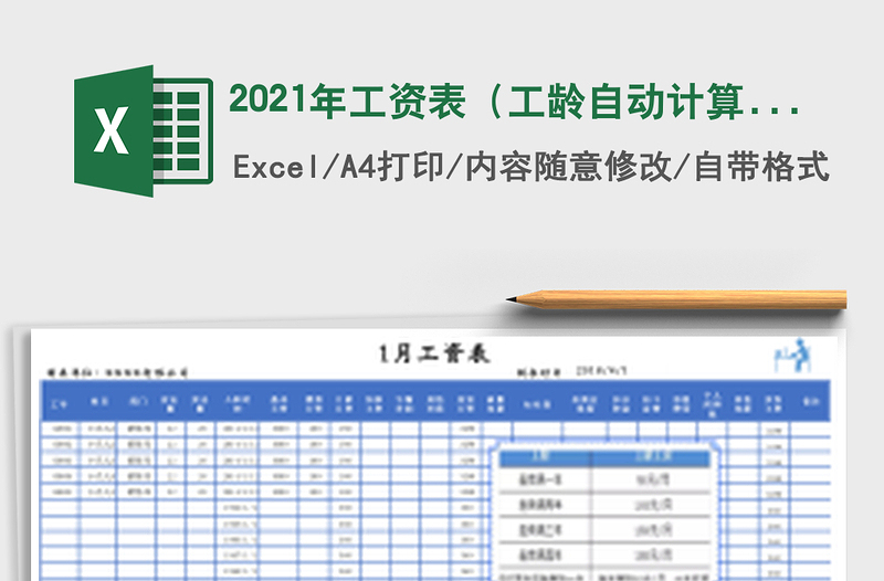 2021年工資表(工齡自動計(jì)算)