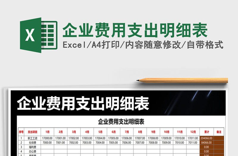 2021年企業費用支出明細表