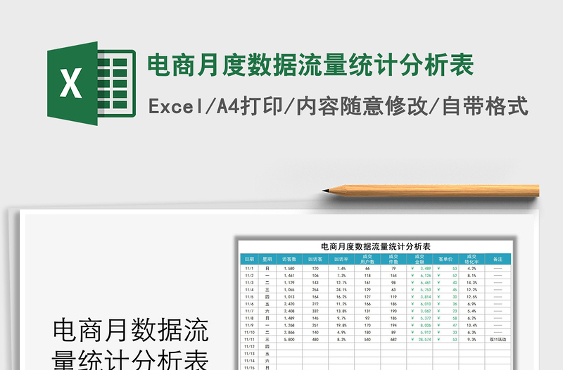 2021年電商月度數(shù)據(jù)流量統(tǒng)計(jì)分析表