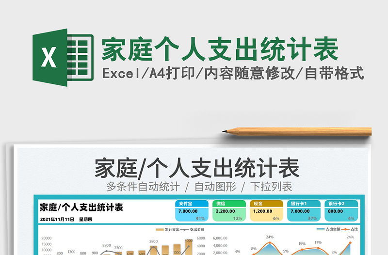 2021家庭個人支出統計表免費下載