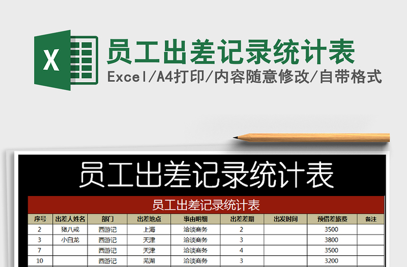 2022年员工出差记录统计表