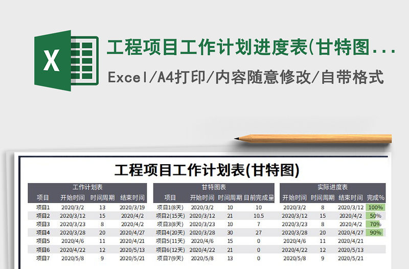2021年工程項目工作計劃進度表(甘特圖)