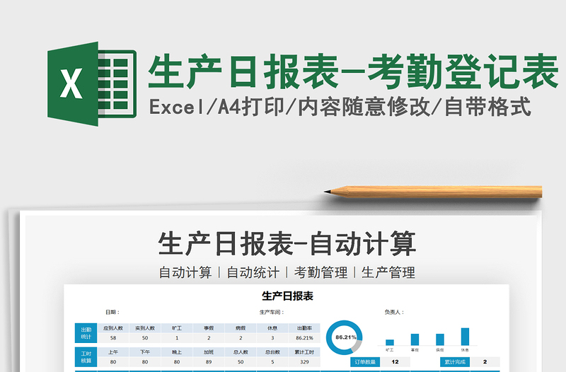 2021年生产日报表-考勤登记表