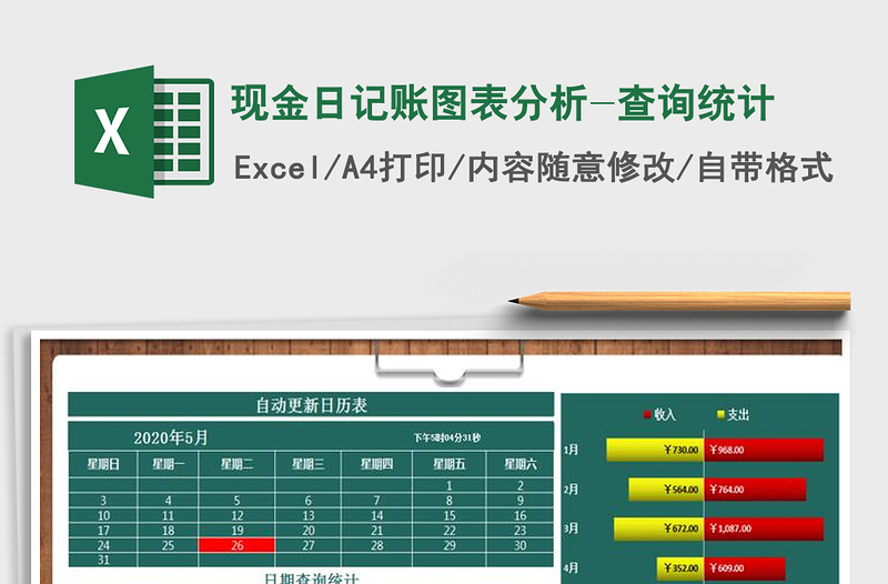 2021年現(xiàn)金日記賬圖表分析-查詢統(tǒng)計