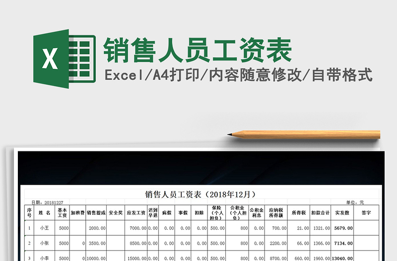 2021年銷(xiāo)售人員工資表